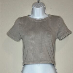 Forever 21 Taupe Ribbed Short Sleeve Top